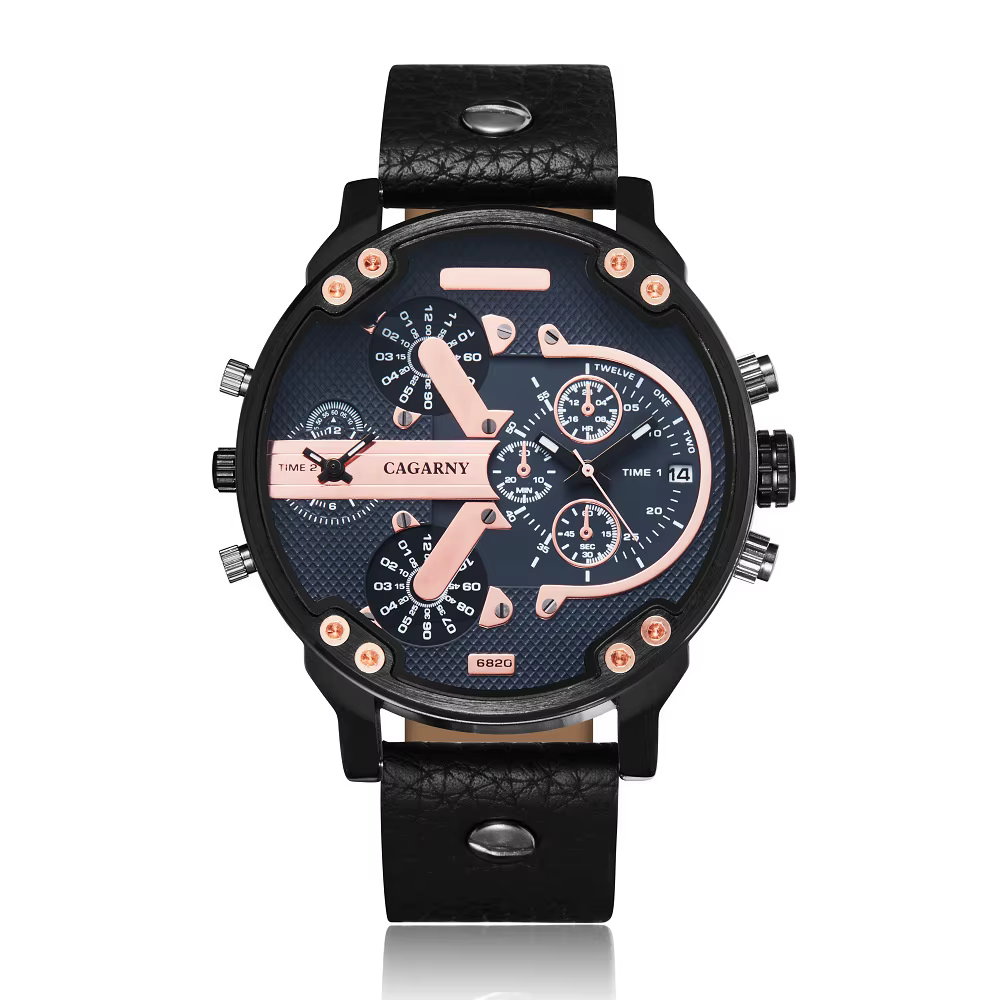 Montre classique à grand visage pour hommes, montres de luxe de haute qualité, bracelet en cuir à la