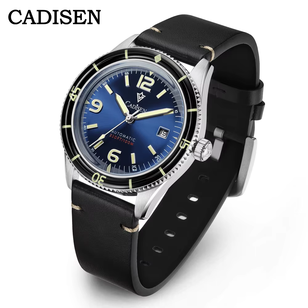 CADISEN 2026 montre hommes montres mécaniques mis5 8215 mouvement bracelet en cuir véritable étanche