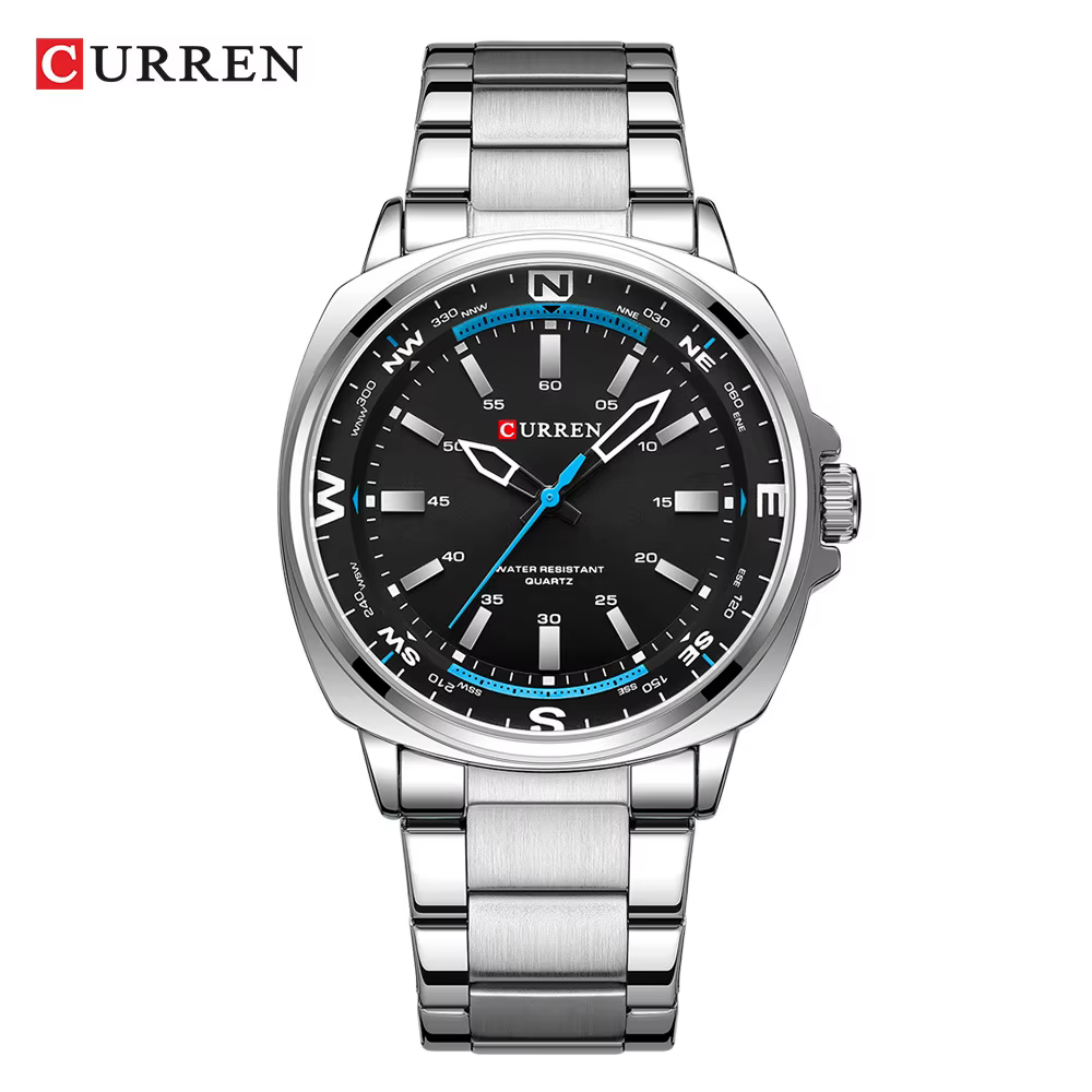 CURREN 8455 décontracté montre à Quartz pour hommes marque sport mode étanche bracelet en acier inox