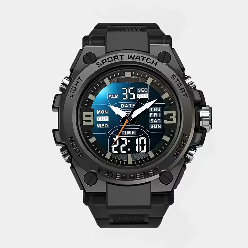 Montre de sport numérique pour hommes, réveil, chronométrage, fonction date, boîtier en alliage, par