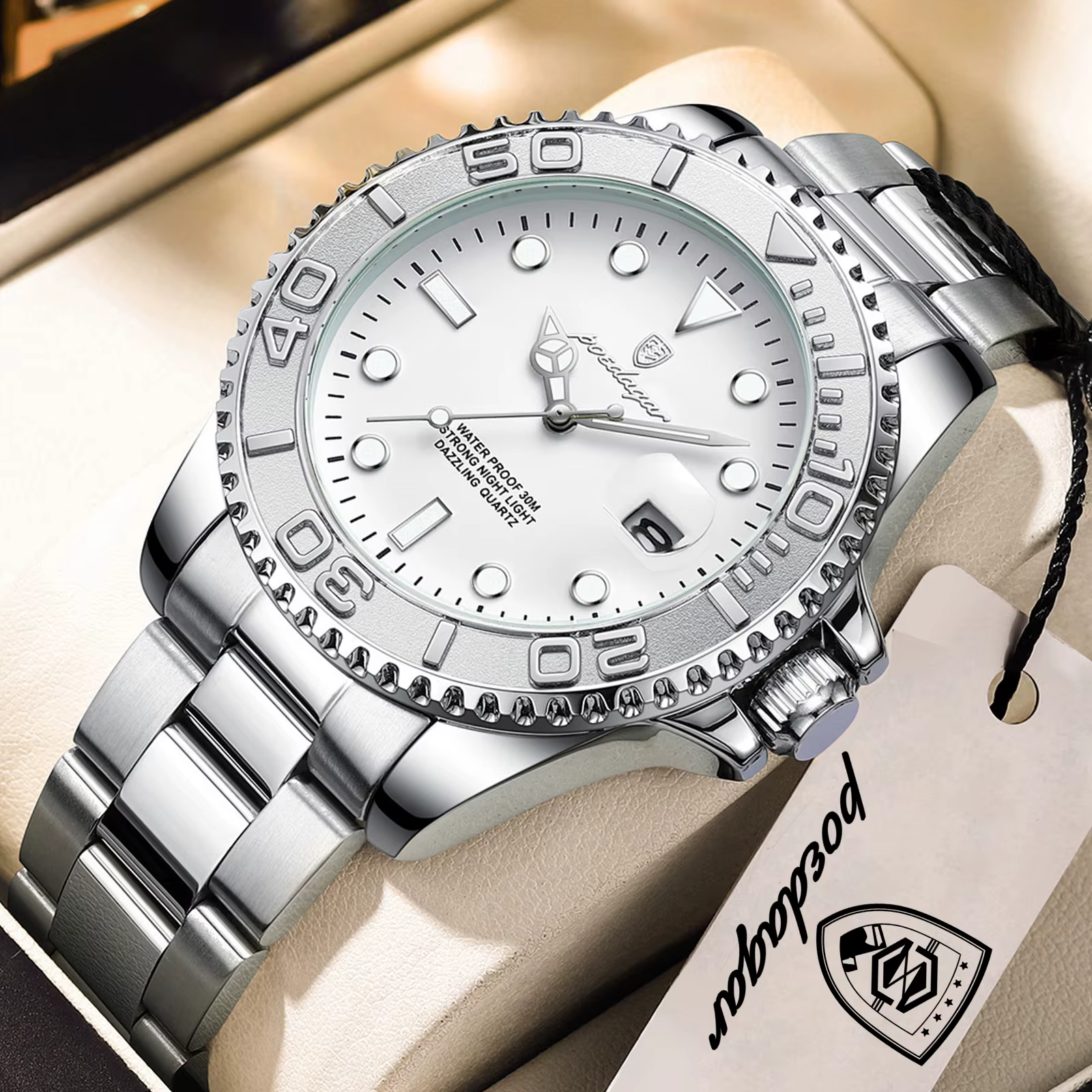Montre-bracelet homme POEDAGAR, mode décontractée, étanche, lumineuse, date, montre homme élégante,