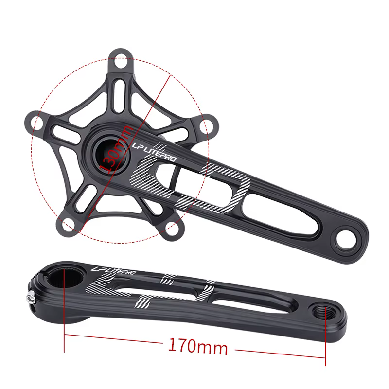 LP Litepro-Manivelle de vélo pliante en alliage d'aluminium, plateau simple, pédalier de vélo, plate