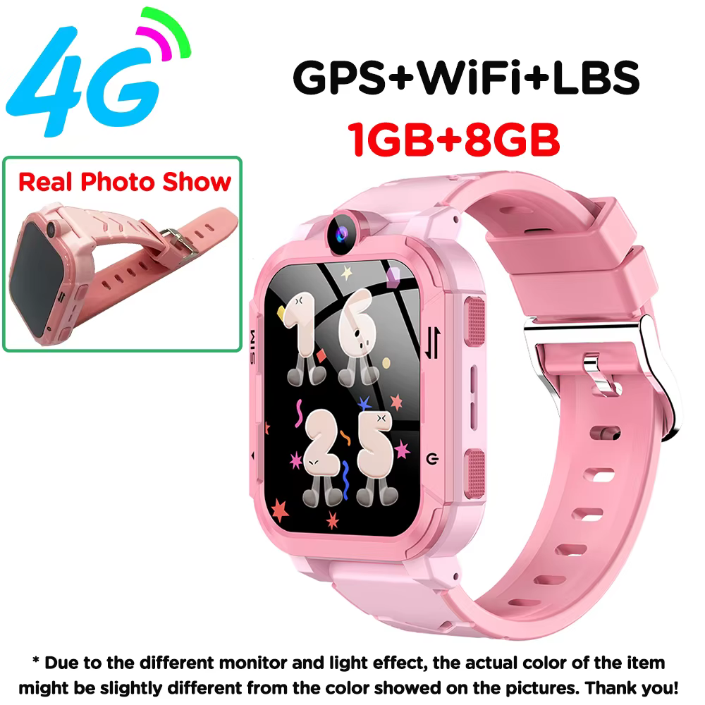 Montre connectée pour enfants 4G GPS WiFi, suivi de localisation, appel vidéo, appel SOS, moniteur, 