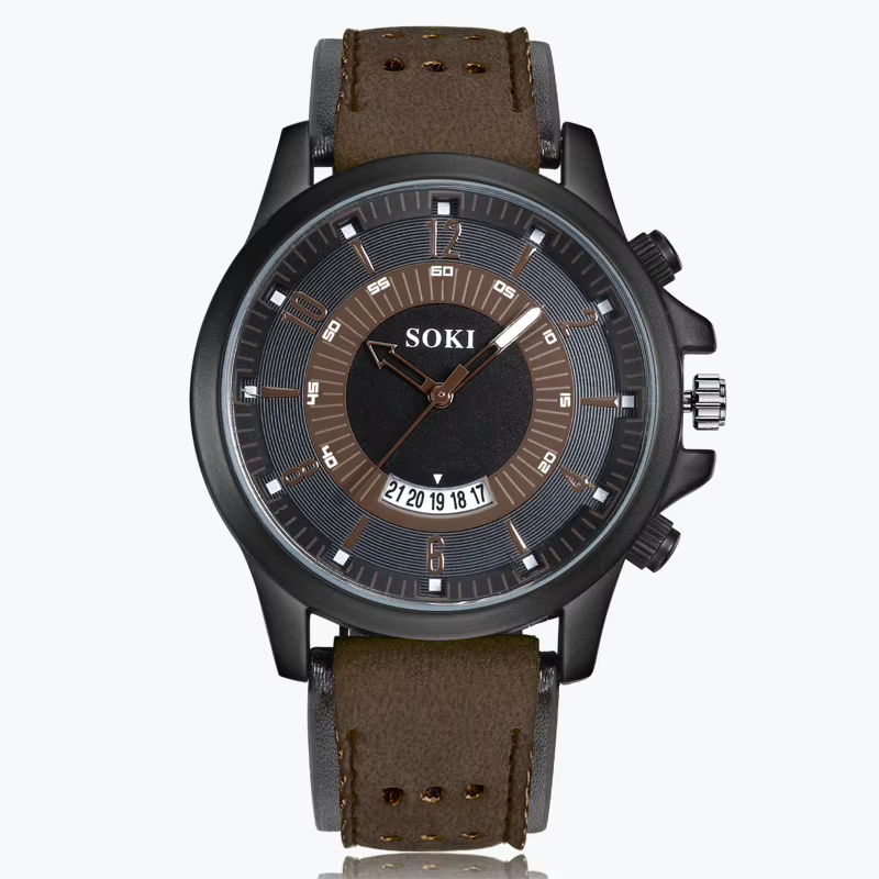 SOKI Sport hommes montre en cuir militaire mode montres pour hommes calendrier Date Simple offres sp