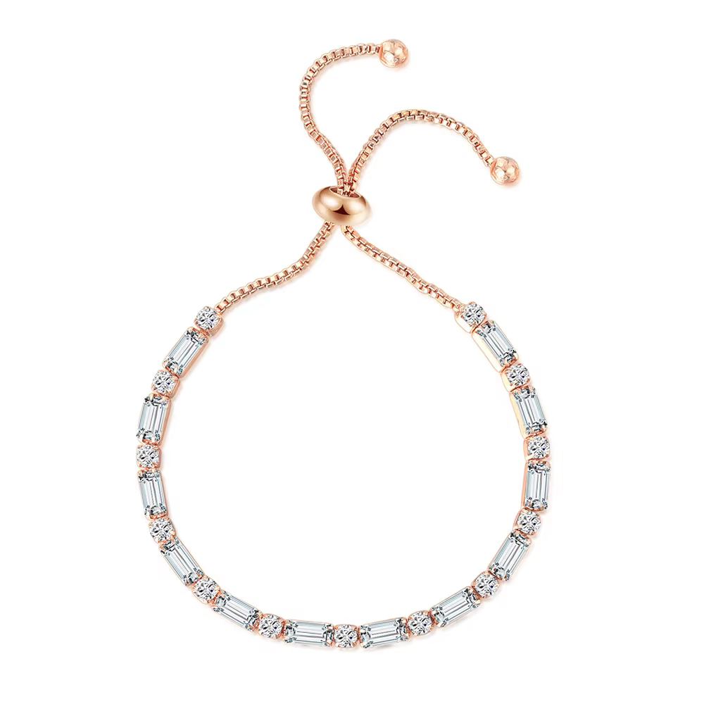 ChimSimple-Bracelet de Tennis en Or Rose pour Femme, Bijoux Ajustables Faits à la Main, Cadeau de Ma