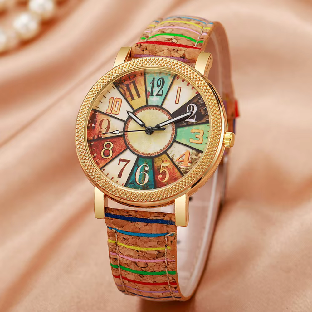 Montres-bracelets durables de style bohème, couleur arc-en-ciel, montre à quartz de style vintage, m