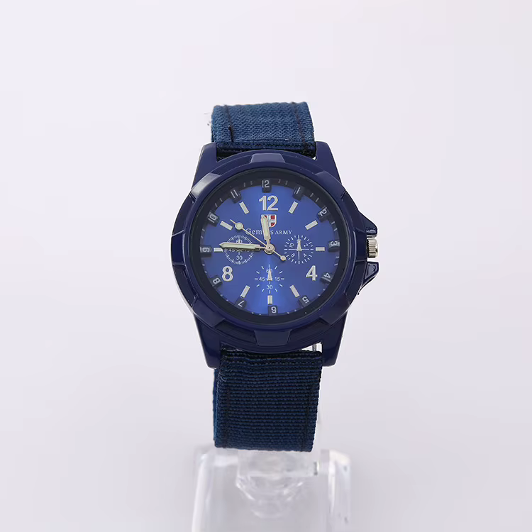 Montre à quartz avec bracelet en toile en tissu pour homme, montre-bracelet, bande en nylon, vert, d