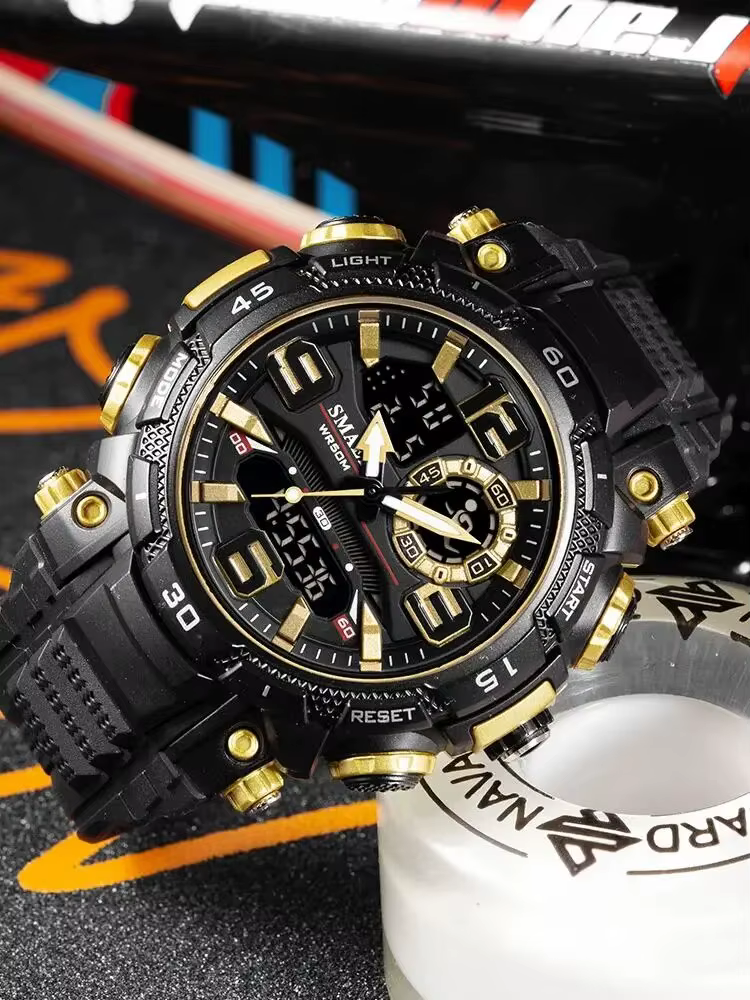 SMAEL-Montre à quartz étanche pour homme, chronomètre, montres LED, horloge masculine, montres de sp