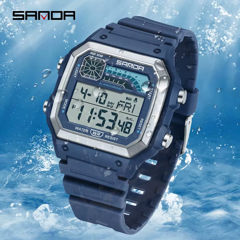 SANDA Sport de plein air chronographe électronique montre hommes montres multifonctions réveil Chron