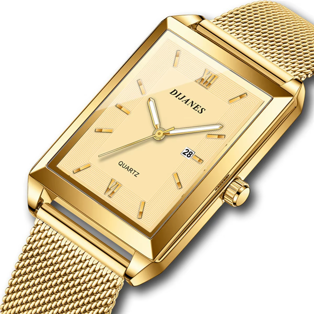 Montre-bracelet à quartz rectangulaire en acier inoxydable pour hommes, montres d'affaires, montre e