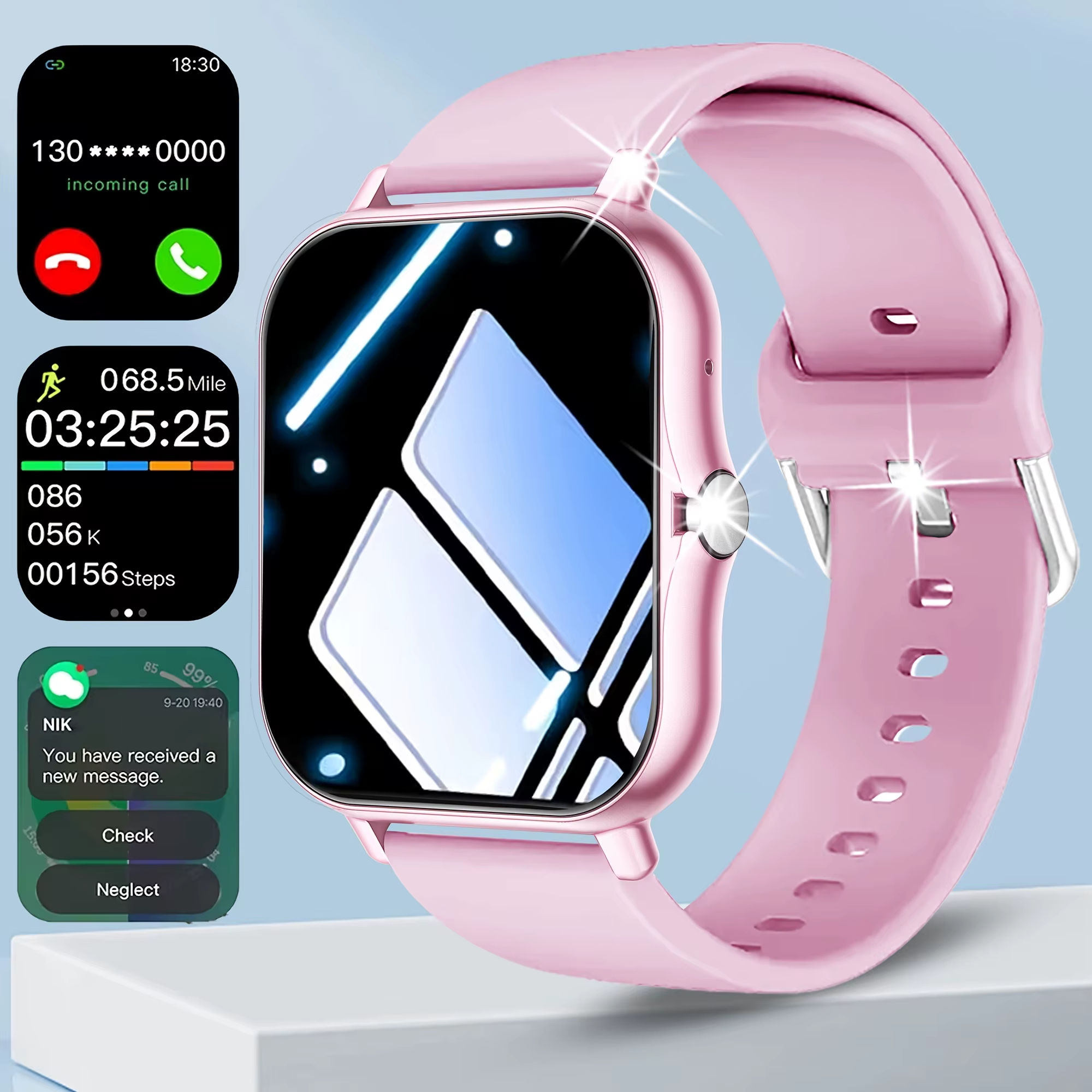Montre connectée, écran tactile HD, design unique, bracelet élégant, prend en charge les appels sans