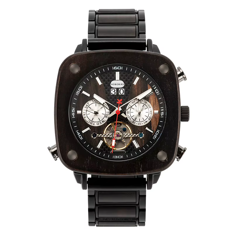 BOBO BIRD-Montre mécanique en bois pour homme, montres-bracelets automatiques, montres pour touriste