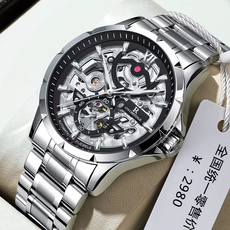 Ruizhiyuan 2025 Montre mécanique pour homme, mouvement automatique, design squelette, montre d'affai