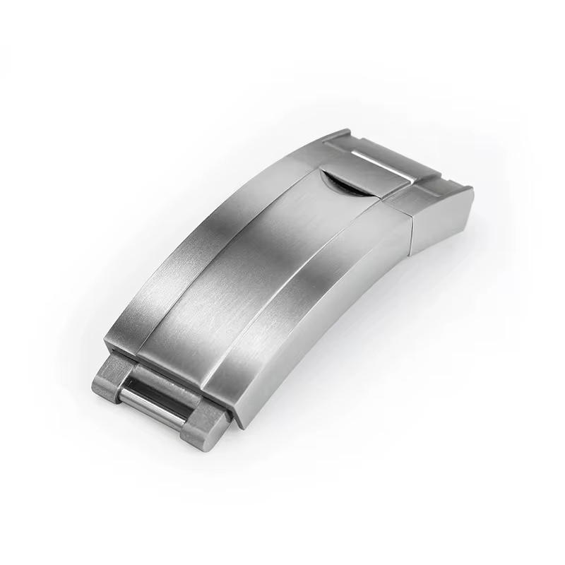 Watchdives – fermoir de montre de 16mm, en acier inoxydable massif brossé, Double bouton de traction