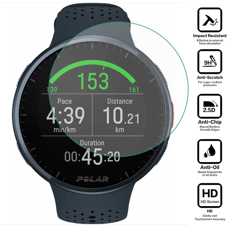 Film de protection pour montre connectée Polar Pacer Pro, en verre trempé dur, protecteur d'écran, c