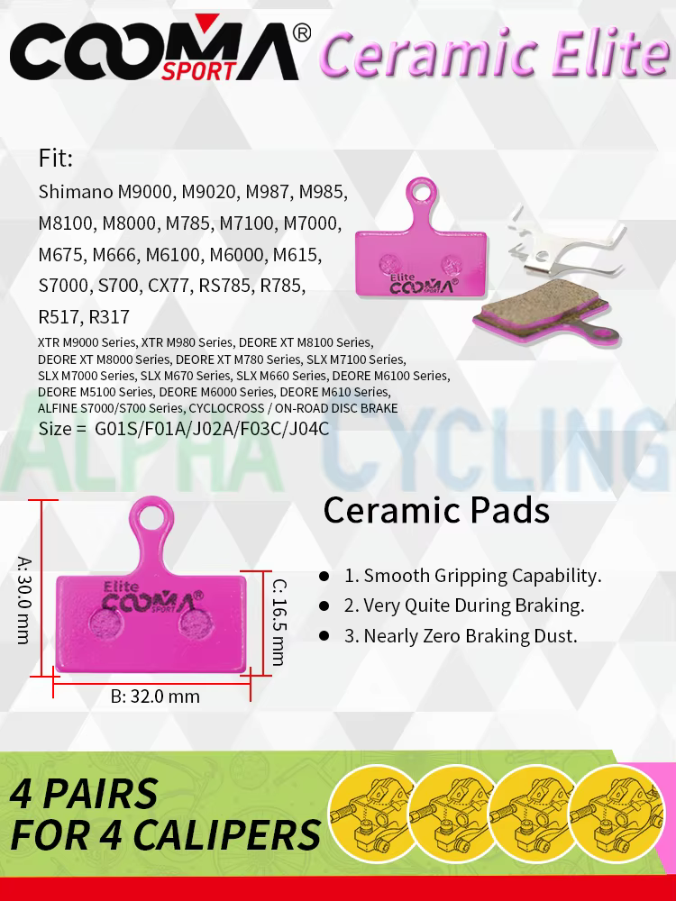 4 paires 8 pièces plaquettes de frein de vélo en céramique pour SRAM Avid Shimano Magura Hayes Formu