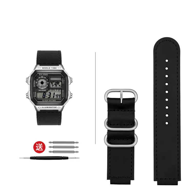 Bracelet de montre en cuir Vintage de haute qualité, pour Casio 3299 AE-1200 AE-1300 AE-1500 SGW-300