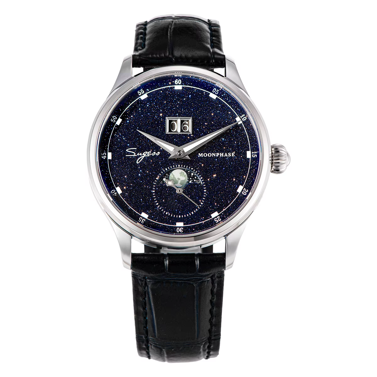 Sugess Moonphase montre pour hommes 40mm montres mécaniques automatiques origine ST2528 mouvement ac