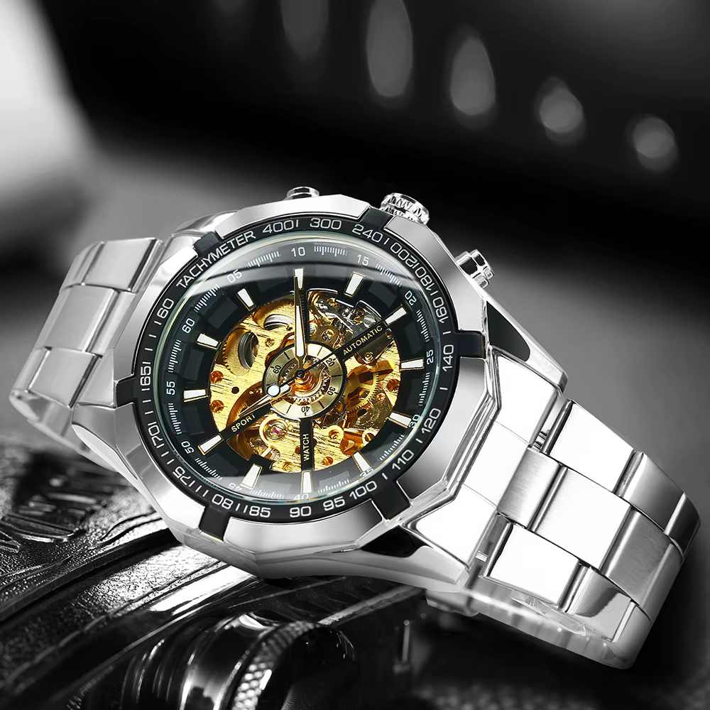 WINNER – montre squelette classique pour hommes, aiguilles lumineuses, mécanique, bracelet en acier