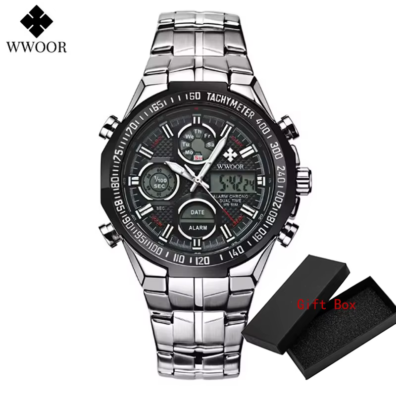 Wwoor Top marque analogique hommes 50 m étanche chronographe Sport militaire mâle horloge homme lumi