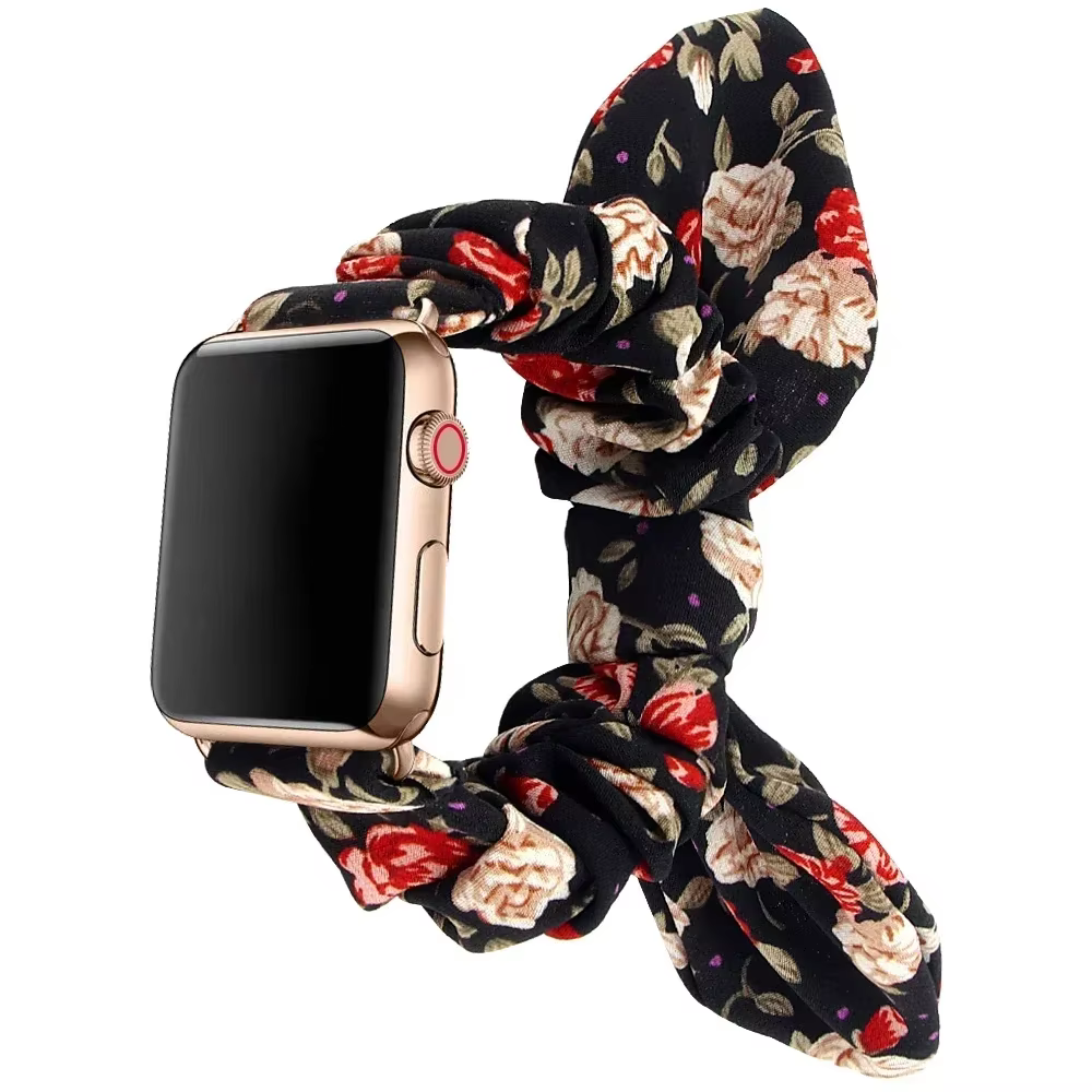 Bracelet élastique Scrunchie pour Apple Watch, ceinture pour IWatch 5, 6, 7, 8, SE 4, bracelet papil