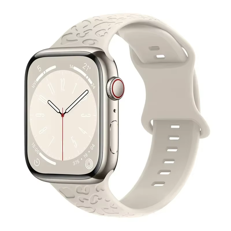 Bracelet léopard gravé pour Apple Watch, bande ultra 2, bracelet en silicone, série 9, 8, 7, se, 3, 