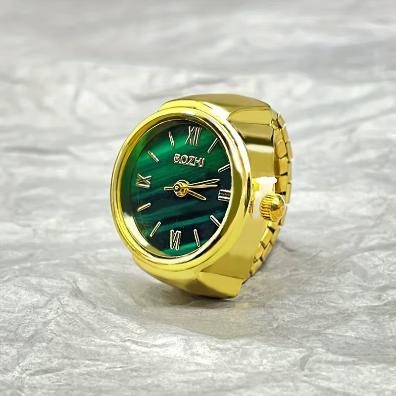 Montre à doigt Mini édition petite montre verte bague montre femme rétro or Rose montre à doigt étud