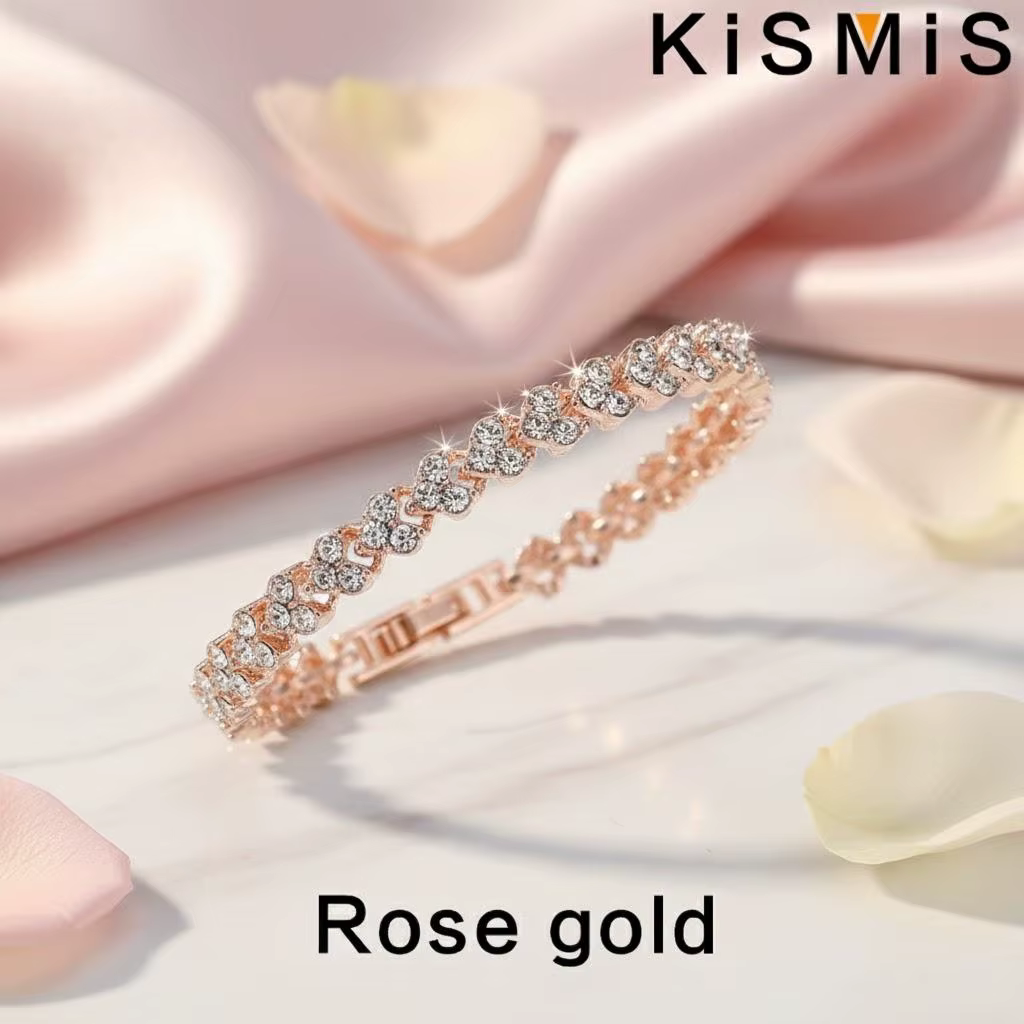 Bracelet jonc en cristal de luxe pour femmes, or rose, argent, bijoux de mode, cadeau fait à la main