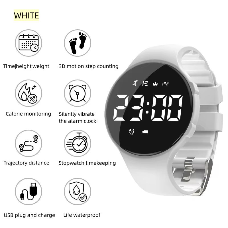 Podomètre montre intelligente fréquence Smartwatch Fitness Tracker silencieux Vibration réveil pour 