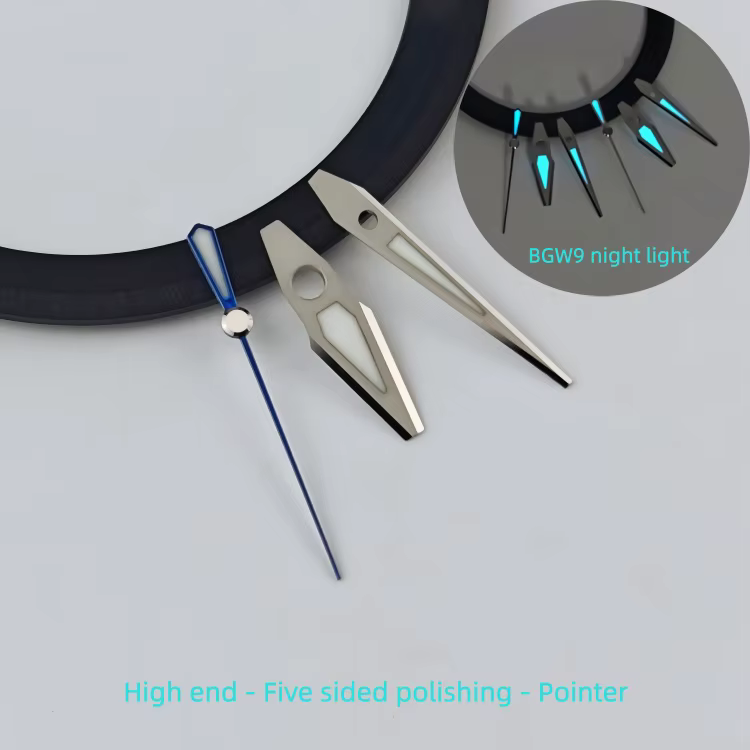 Aiguilles de montre NH35, polissage fin à 5 faces, BGW9, bleu glace, lumineuses, de haute qualité, p
