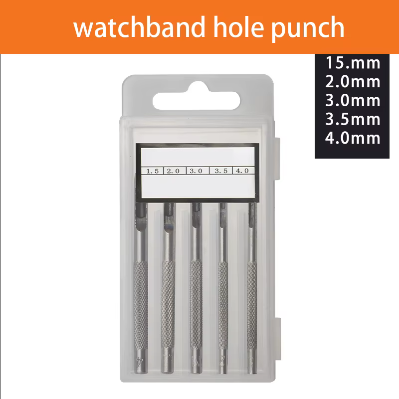 Lot de 5 poinçons pour bracelet de montre, outil manuel de bricolage, poinçon rond en cuir, poinçon