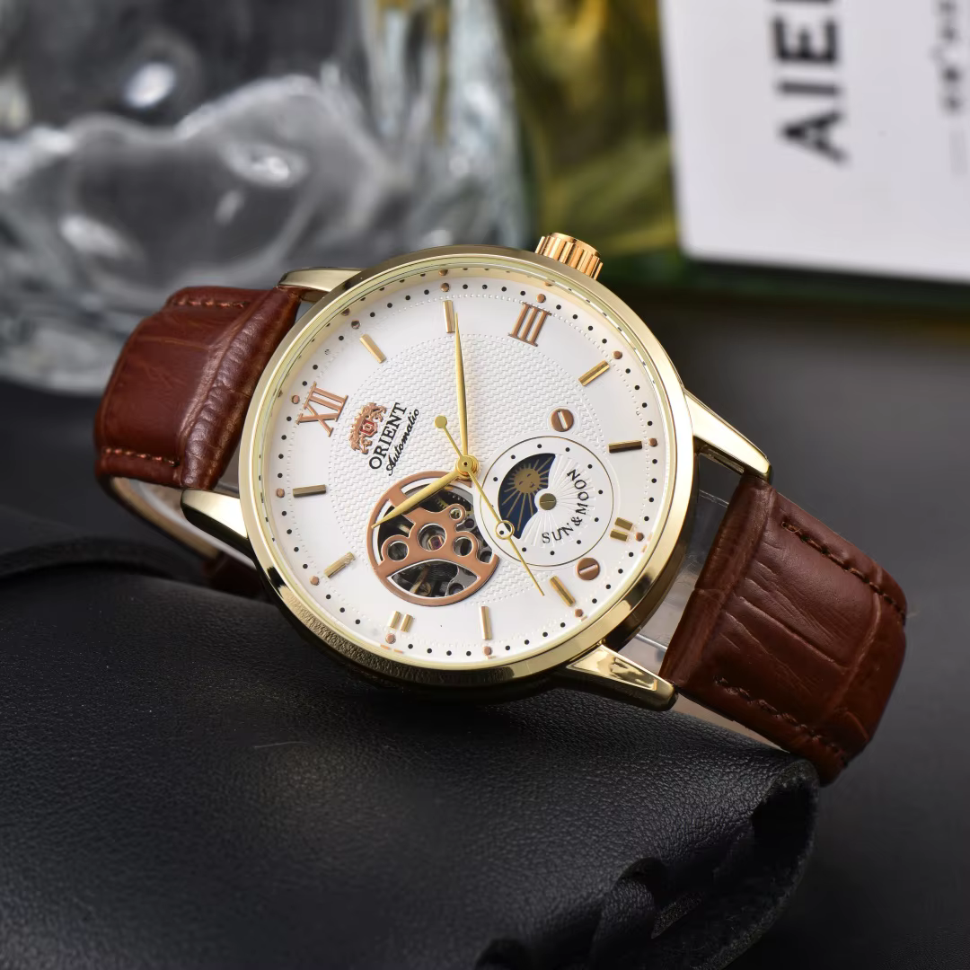 Montre mécanique unisexe DFDG Série Orient, fonctionnalités complètes, heure mondiale, design ultra-