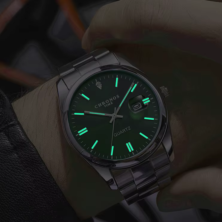 CHRONOS Top marque de luxe homme montre-bracelet étanche lumineux Date hommes montres en acier inoxy