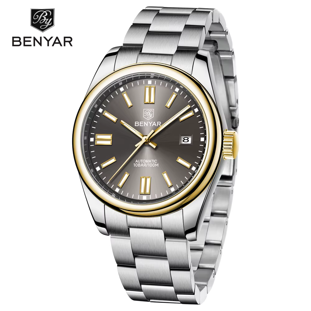 Nouvelle Montre Homme BENYAR 2026 – Montre Automatique de Luxe Dorée pour Hommes, Étanche et Lumineu