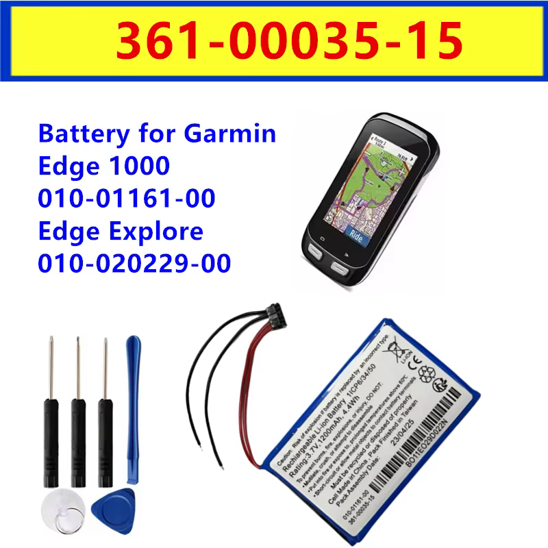 Batterie de navigateur GPS 3.7V/1200mAh DI44EJ18B60HK,361-00035-15 pour Garmin 010-01161-00, Edge Ex
