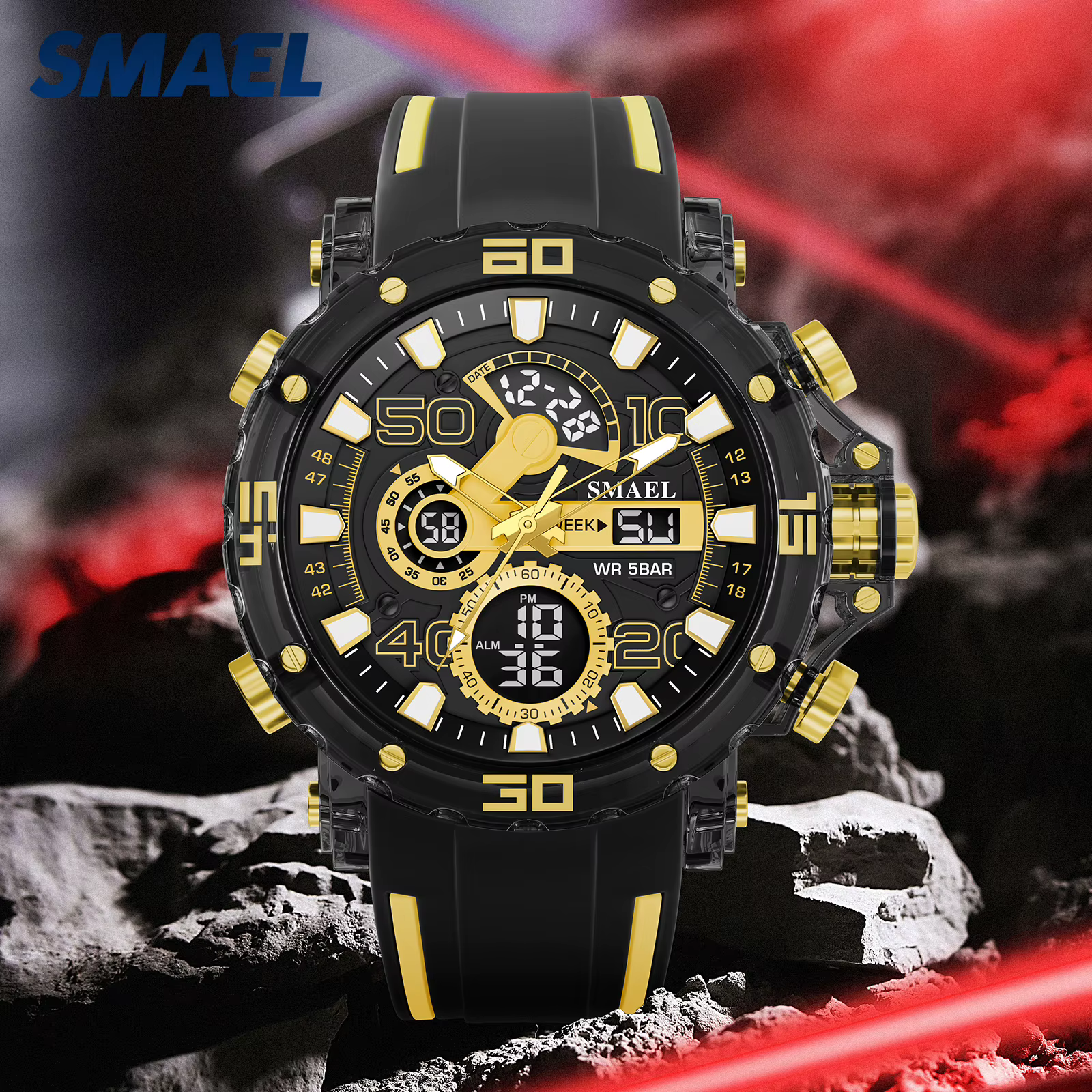 Montres militaires hommes montre 2025 nouveau 50M étanche montre-bracelet chronomètre alarme lumière