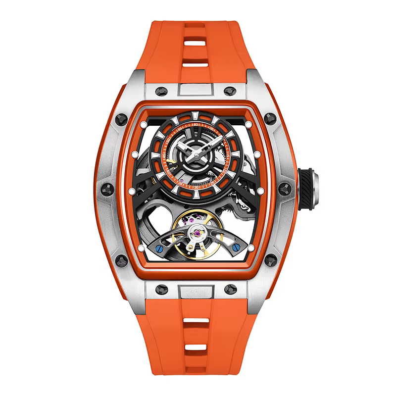 CHANCE – montre mécanique automatique pour hommes, boîtier en acier inoxydable, bracelet en silicone