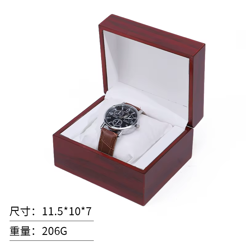 Boîte à montres classique en bois, design à couvercle rabattable, boîte de rangement haut de gamme p