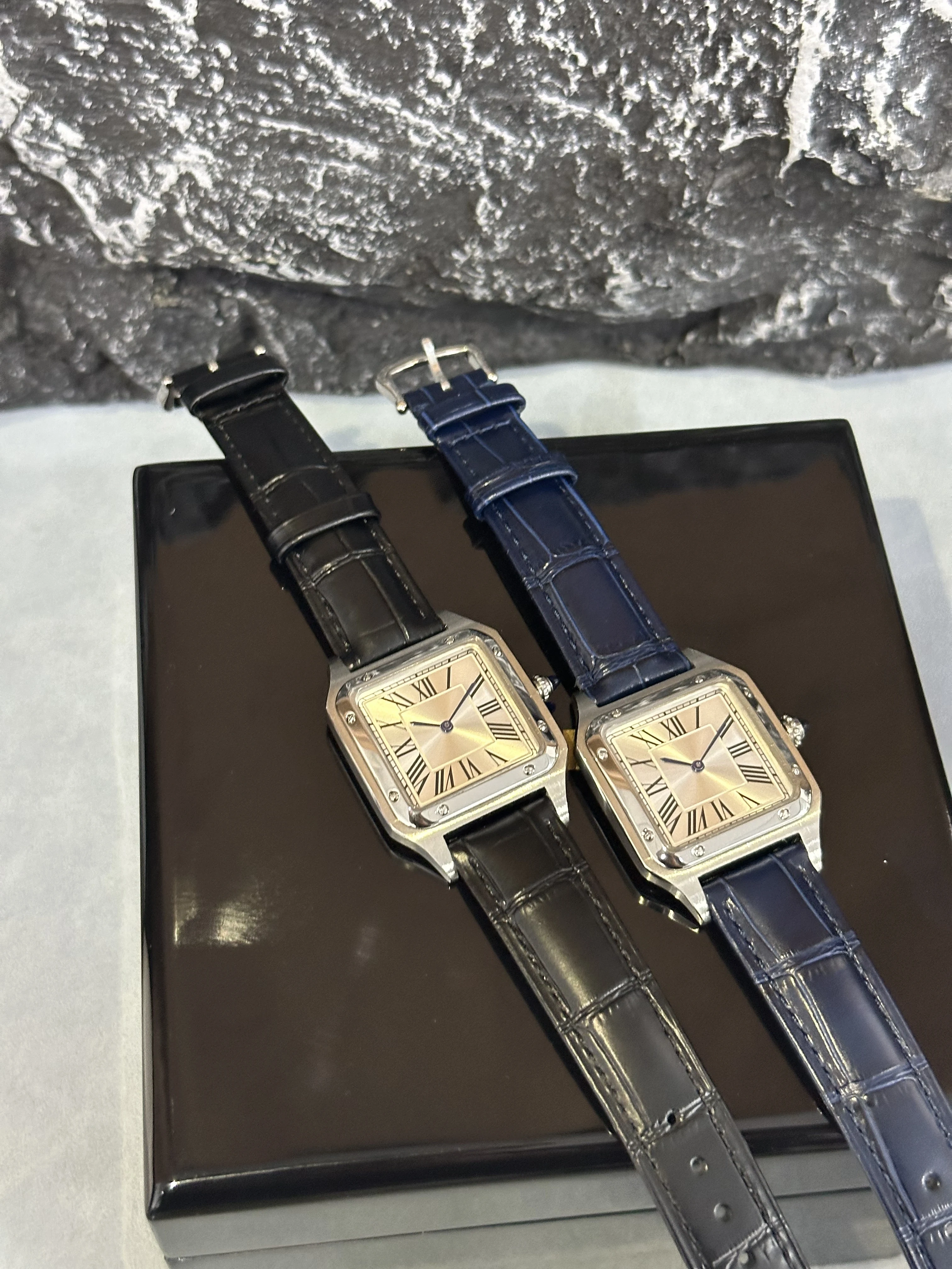 Montre à Quartz de luxe pour hommes, cadran carré à chiffres romains, tendance, décontractée, bracel