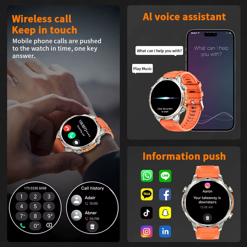 LIGE 2026 nouveau GPS Smartwatch homme 720mAh batterie IP68 étanche Bluetooth appel 1.7 "HD sport la