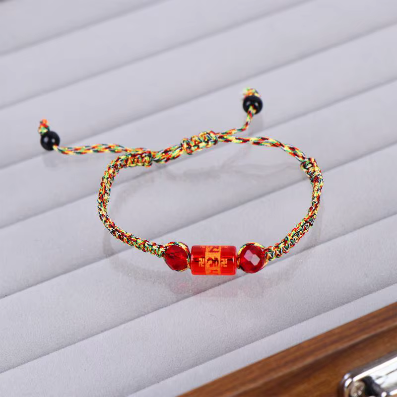 Bracelet tressé ethnique spirituel avec perles de la Véritable Parole à six syllabes, réglable pour 