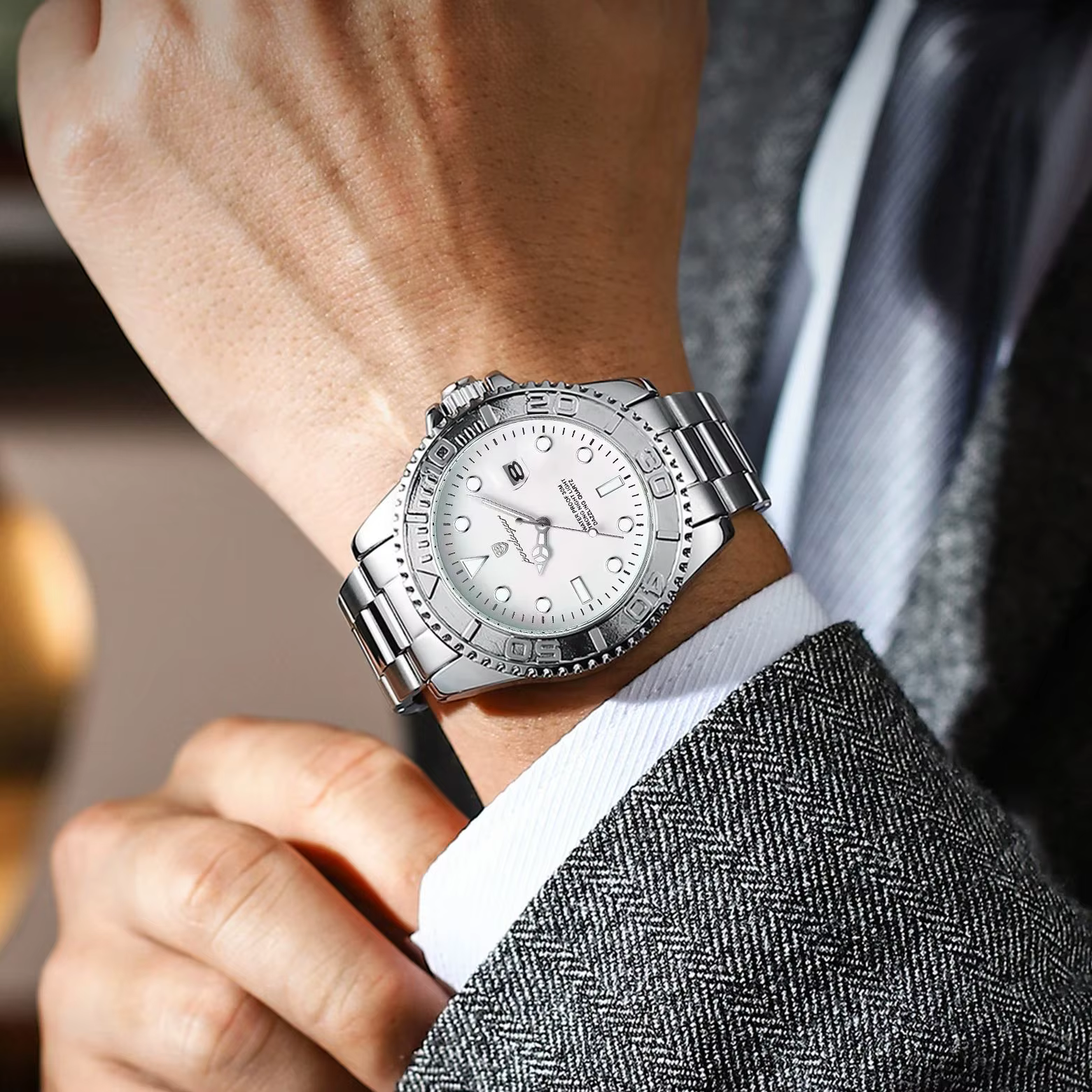 Montre-bracelet homme POEDAGAR, mode décontractée, étanche, lumineuse, date, montre homme élégante,