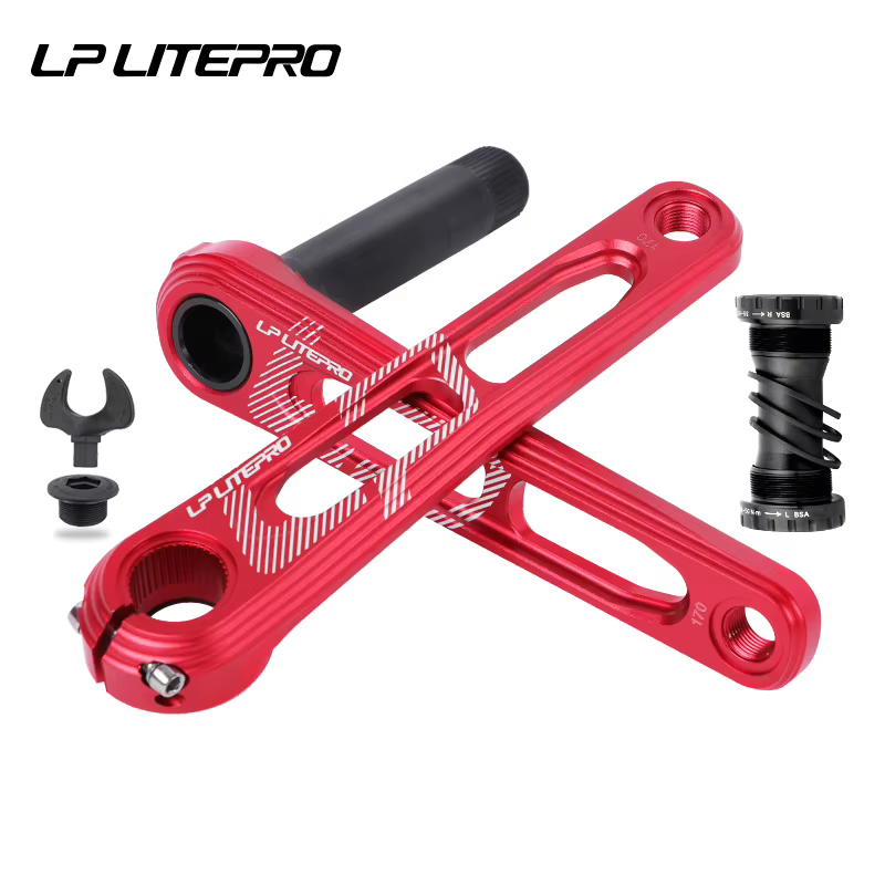 LP Litepro-Manivelle de vélo pliante en alliage d'aluminium, plateau simple, pédalier de vélo, plate