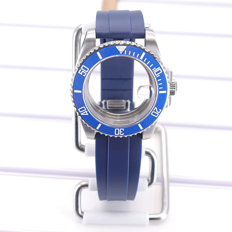 Boîtier de Montre de Plongée en Acier, Bracelet en Caoutchouc Bleu, pour SeATM NH35 NH36 NH38/34 ata