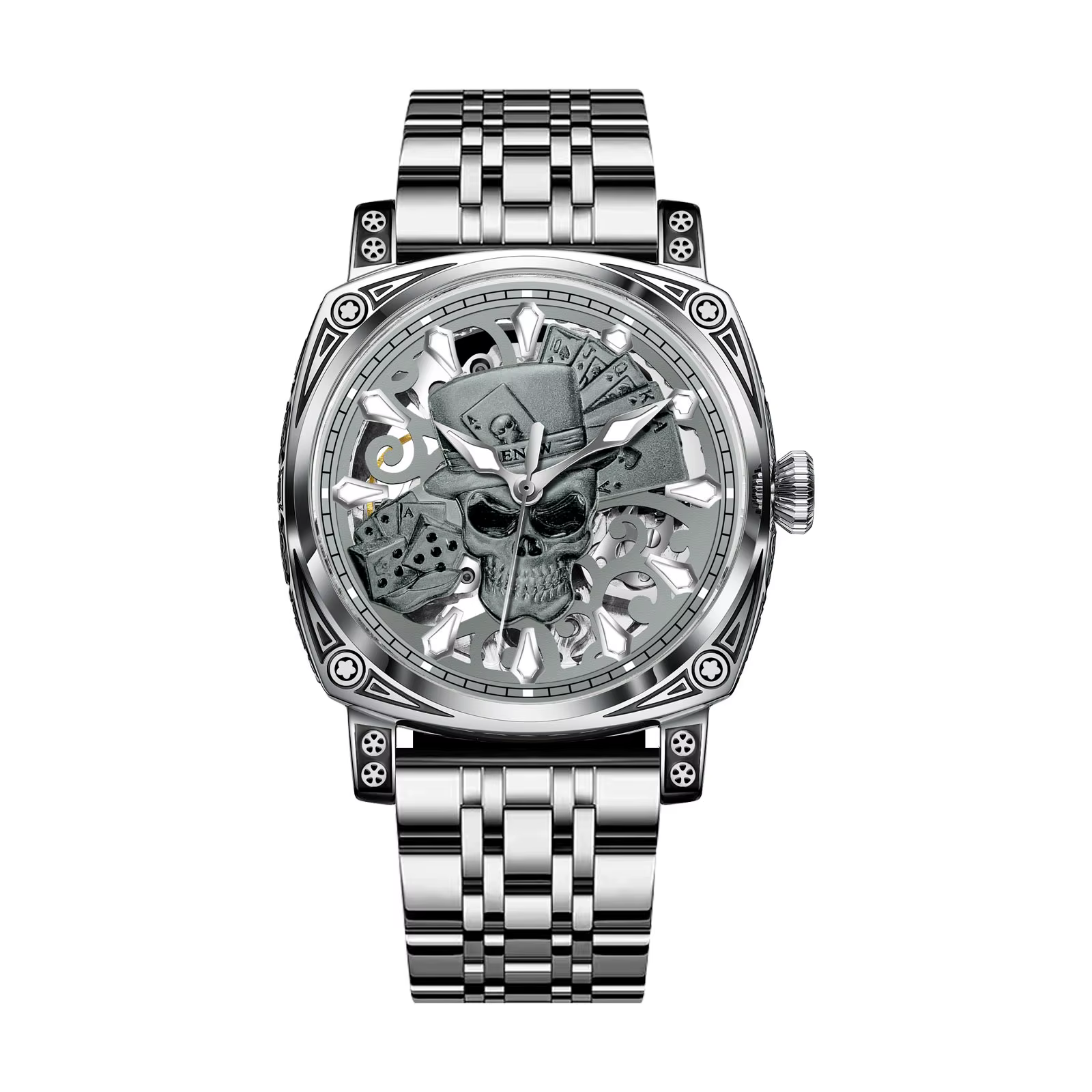 Glenaw crâne série haut de gamme montre pour hommes de luxe personnalité de la mode entièrement auto