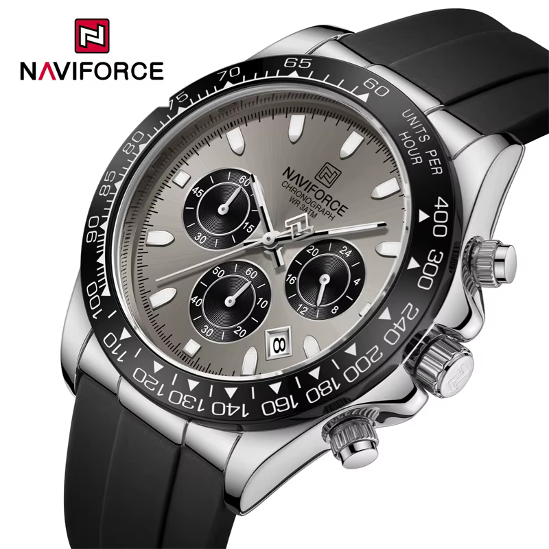 Montre décontractée pour homme NAVIFORCE, étanche, sportive, à quartz, bracelet en silicone, chronog
