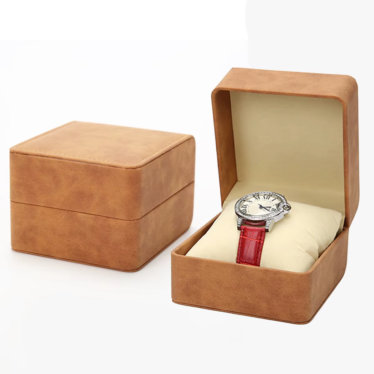 Boîtier de montre de luxe en cuir PU, bijoux, montres-bracelets, présentoir, boîte de rangement, étu