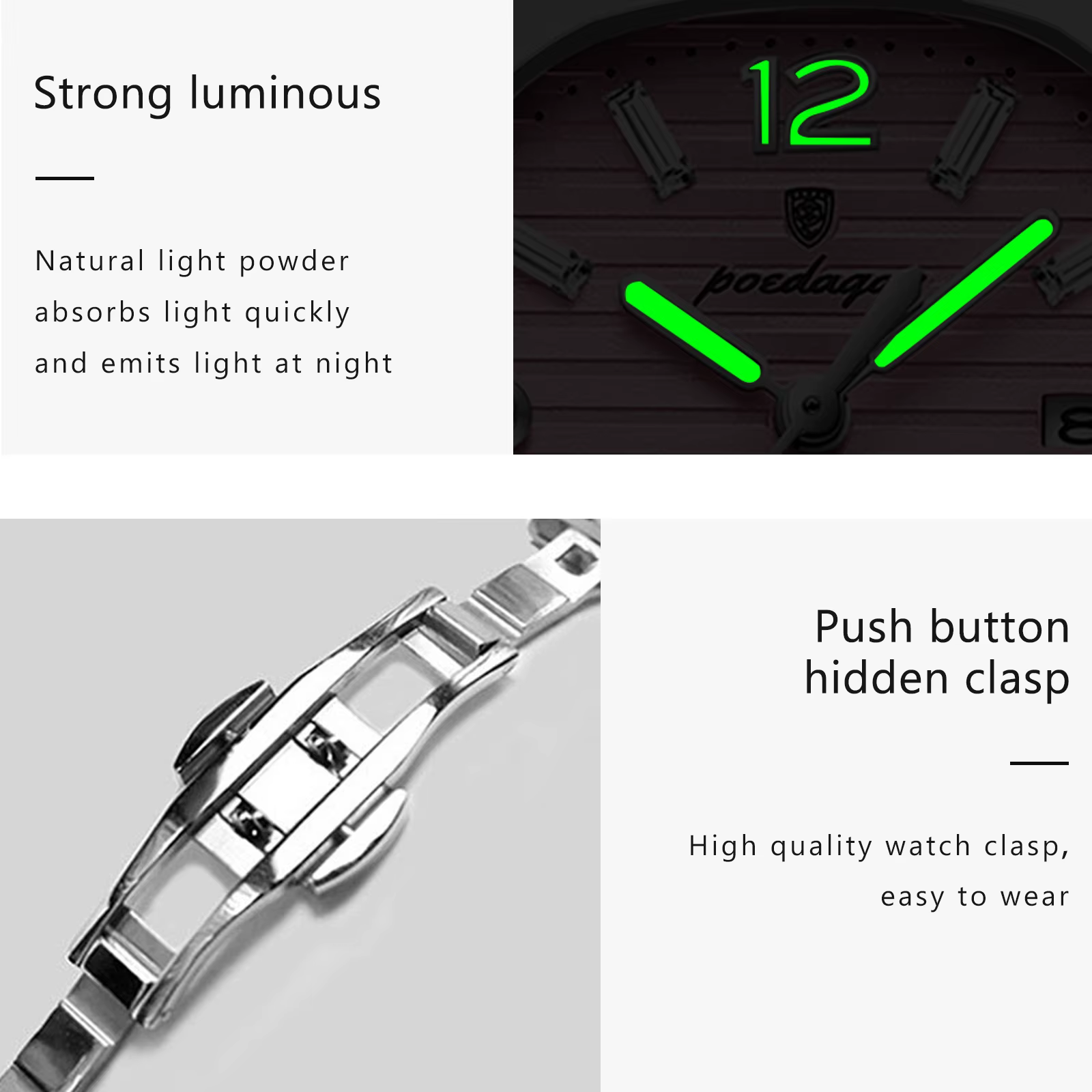 POEDAGAR carré mode femme montre-bracelet lumineux étanche Date dames montre de luxe de haute qualit