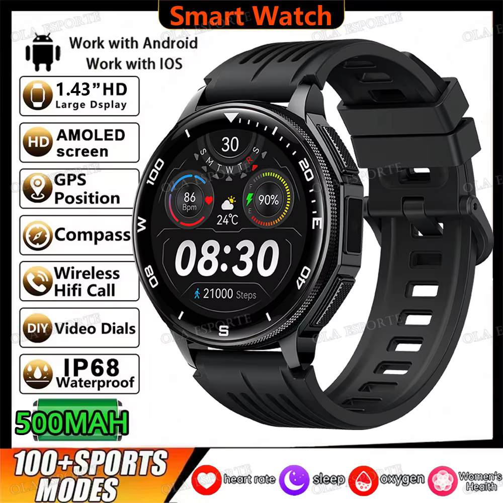 Montres connectées GPS avec cartes hors ligne, étanches, pour hommes, compatibles Android et iOS, av