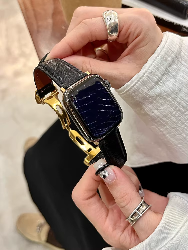 Bracelet de luxe en cuir véritable pour Apple Watch Ultra 10 9 8 7 6 5 4, pour femmes, iWatch 38mm 4